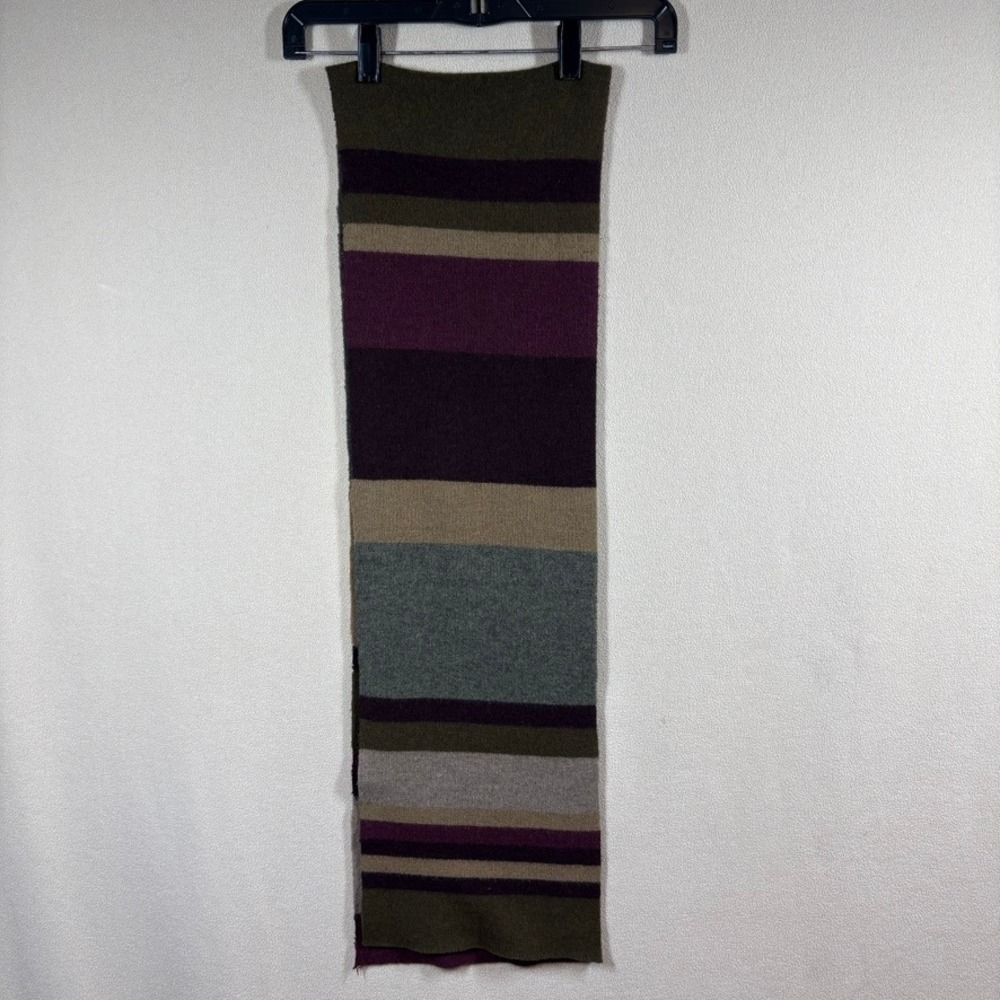 Colorblock Knit Wool Scarf Plum Olive Grey Tan Professional Casual Minimal Prep